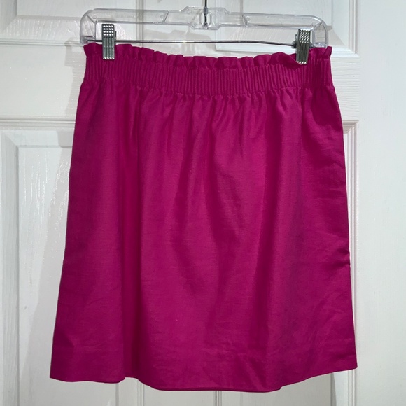 J. Crew Linen Blend Pink Pull On mini Skirt Sz 4 Pockets lined - Picture 2 of 3